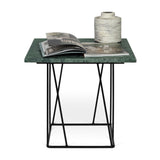 Tema Helix 20x20 Marble Side Table with Black Steel Legs