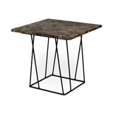 Tema Helix 20x20 Marble Side Table with Black Steel Legs