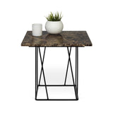 Tema Helix 20x20 Marble Side Table with Black Steel Legs