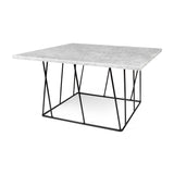 Tema Helix 30x30 Marble Coffee Table with Black Steel Legs