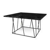 Tema Helix 30x30 Marble Coffee Table with Black Steel Legs