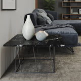 Tema Helix 30x30 Marble Coffee Table with Black Steel Legs