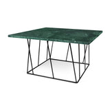 Tema Helix 30x30 Marble Coffee Table with Black Steel Legs