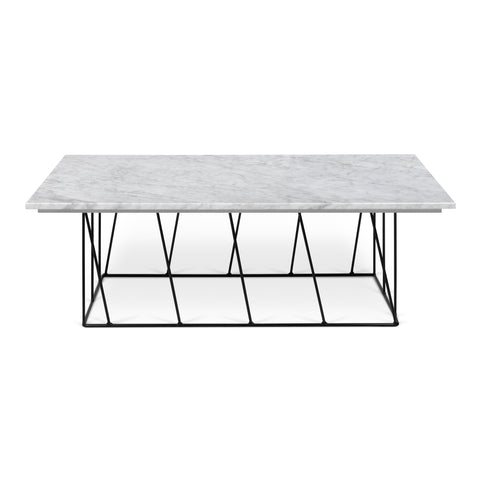 The TemaHome Helix 30x30 Marble Coffee Table with Black Lacquered Steel Legs 9500.627415