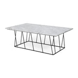 Tema Helix 47x30 Marble Coffee Table with Black Steel Legs