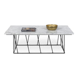 Tema Helix 47x30 Marble Coffee Table with Black Steel Legs