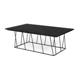 Tema Helix 47x30 Marble Coffee Table with Black Steel Legs