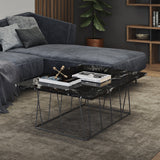 Tema Helix 47x30 Marble Coffee Table with Black Steel Legs