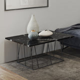 Tema Helix 47x30 Marble Coffee Table with Black Steel Legs