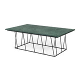 Tema Helix 47x30 Marble Coffee Table with Black Steel Legs