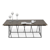 Tema Helix 47x30 Marble Coffee Table with Black Steel Legs