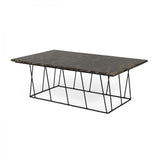 Tema Helix 47x30 Marble Coffee Table with Black Steel Legs