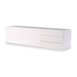 Tema Glare High Gloss White Sideboard with Steel Levellers