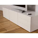Tema Glare High Gloss White Sideboard with Steel Levellers