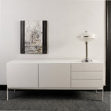 Tema Glare High Gloss White Sideboard with Laquered White Legs