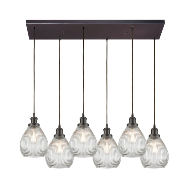 Jackson 6 Oil Rubbed Bronze Light Glass Vintage Fixture Ceiling Pendant