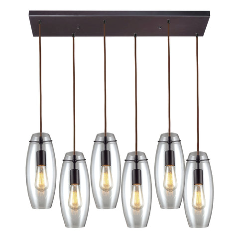 Menlow Park 6-Light Oiled Bronze Light Glass Vintage Fixture Ceiling Pendant