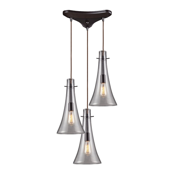 Menlow Park 3-Light Oiled Bronze Glass Vintage Fixture Ceiling Mini Pendant