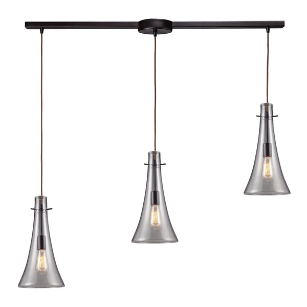 Menlow Park 3-Light Linear Oiled Bronze Glass Vintage Fixture Mini Pendant