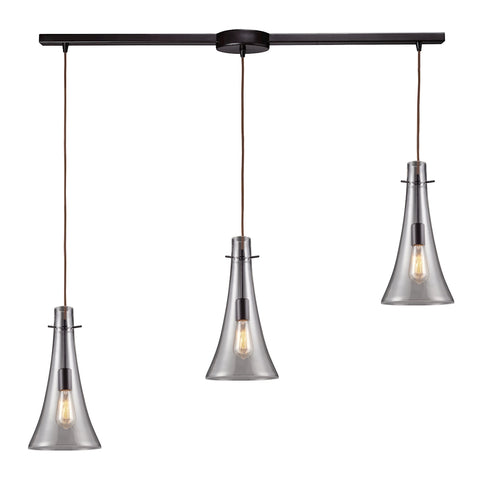 Menlow Park 3-Light Linear Oiled Bronze Glass Vintage Fixture Mini Pendant