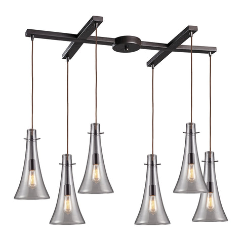 Menlow Park 6-Light Oiled Bronze Light Glass Vintage Fixture Ceiling Pendant