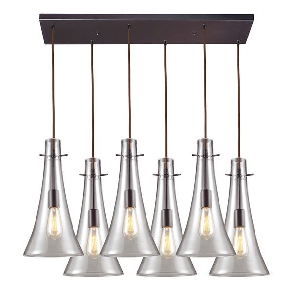 Menlow Park 6-Light Oiled Bronze with Smoke Glass Vintage Mini Pendant