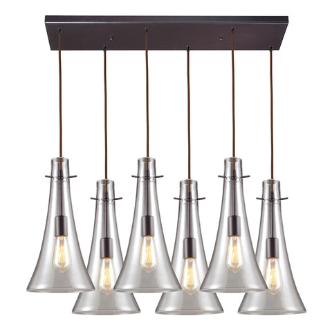 Menlow Park 6-Light Oiled Bronze with Smoke Glass Vintage Mini Pendant