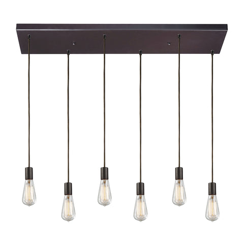 Menlow park 6- Light Oiled Bronze Glass Vintage Fixture Ceiling Mini Pendant