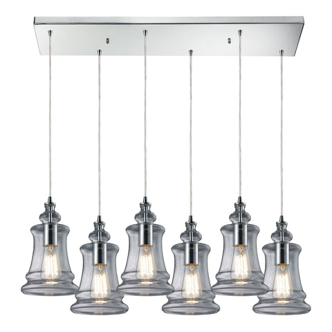 Menlow park 6- Light Polished Chrome Glass Vintage Fixture Ceiling Mini Pendant