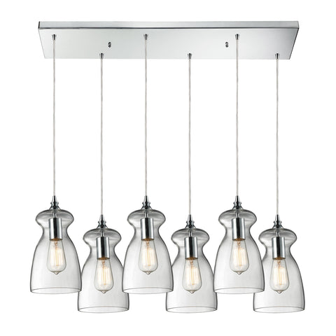 Menlow park 6- Light Polished Chrome Glass Vintage Fixture Ceiling Mini Pendant