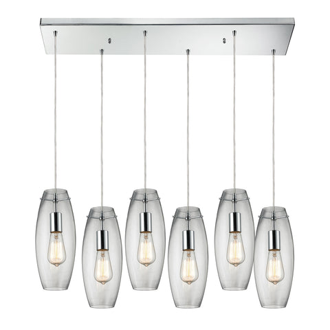 Menlow park 6- Light Polished Chrome Glass Vintage Fixture Ceiling Mini Pendant