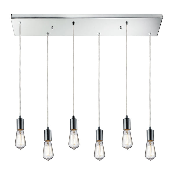 Menlow park 6- Light Polished Chrome Glass Vintage Fixture Ceiling Mini Pendant