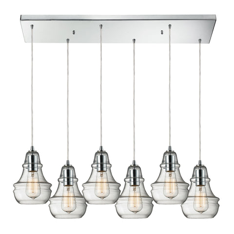 Menlow park 6- Light Polished Chrome Glass Vintage Fixture Ceiling Mini Pendant