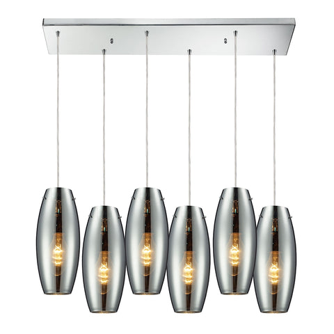 Menlow park 6- Light Polished Chrome Glass Vintage Fixture Ceiling Mini Pendant