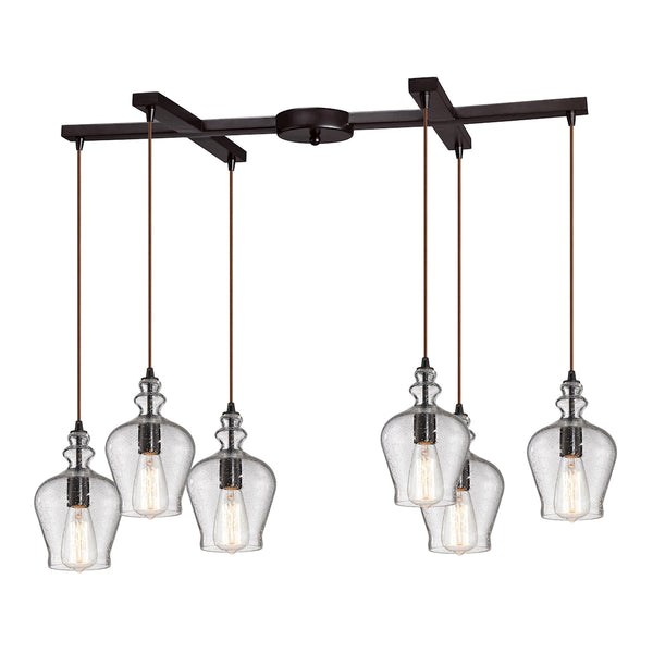 Menlow Park (existing) Collection 6 light Oil Rubbed Bronze Glass Pendant