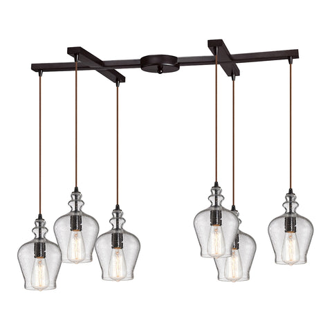 Menlow Park (existing) Collection 6 light Oil Rubbed Bronze Glass Pendant