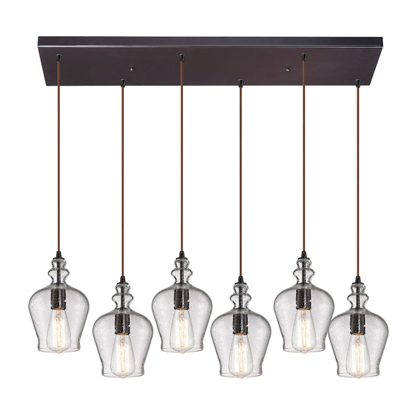 Menlow Park (existing) Collection 6 light Oil Rubbed Bronze Glass Pendant