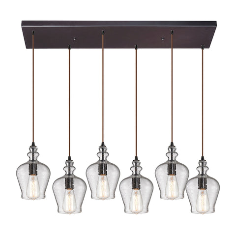 Menlow Park (existing) Collection 6 light Oil Rubbed Bronze Glass Pendant