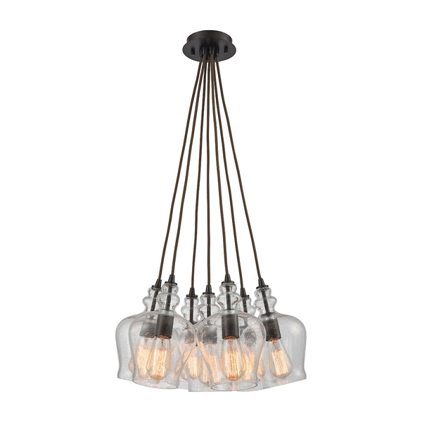 Options 7 Light Oil Rubbed Bronze Light Glass Vintage Fixture Ceiling Pendant