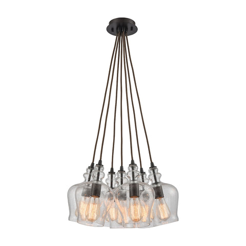 Options 7 Light Oil Rubbed Bronze Light Glass Vintage Fixture Ceiling Pendant