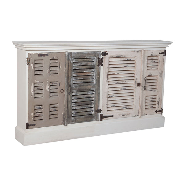 Waterfront Garden Lattice White Vintage Dresser Credenza Cabinet