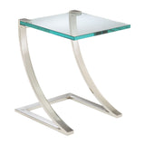 Sterling Uptown Metal & Glass End Table (Silver with Clear Top)