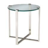 Sterling Uptown Metal & Glass Side Table (Silver with Clear Top)