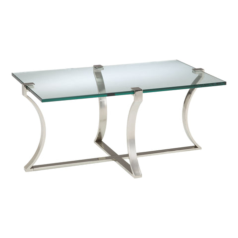 Sterling Uptown Metal & Glass Coffee Table (Silver with Clear Top)