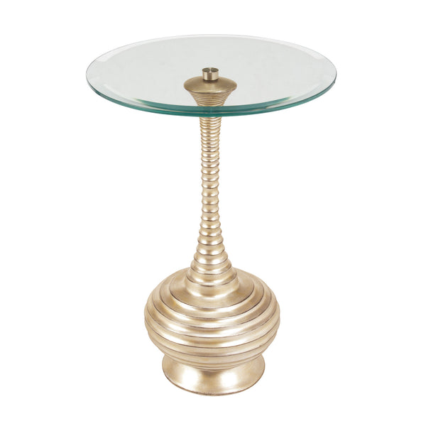 Sterling Mini Lini Glass & Resin Accent Table (Silver with Clear Top)