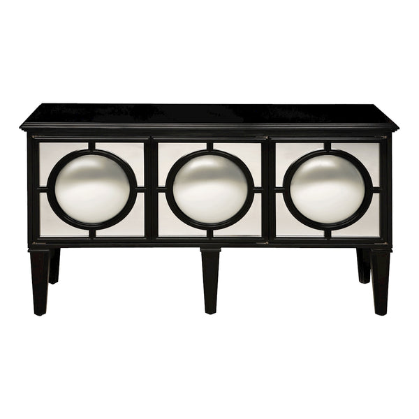 Mirage Sideboard Ebony Clear Gloss Black Vintage Tall Chest Dresser Drawer