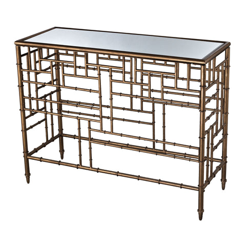 Sterling Laos Metal & Glass Console Table (Gold & Mirror)