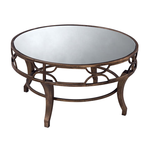 Sterling Treviso Iron & Glass Coffee Table (Dark Gold with Mirrored Top)
