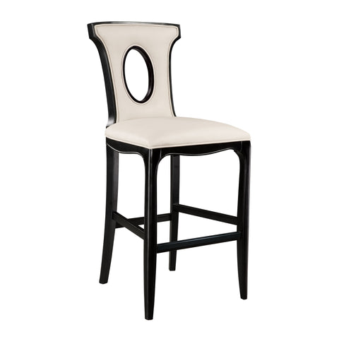 Sterling Alexis Wood & Leather Stool Chair (Black & White)
