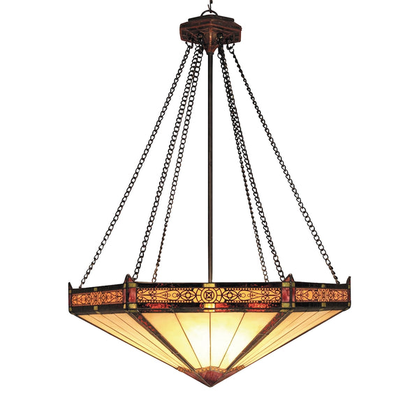 Filigree 3-Light Aged Bronze Light Glass Vintage Fixture Ceiling Pendant